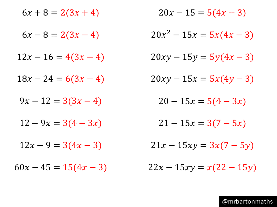 Factorising Into A Single Bracket – Variation Theory