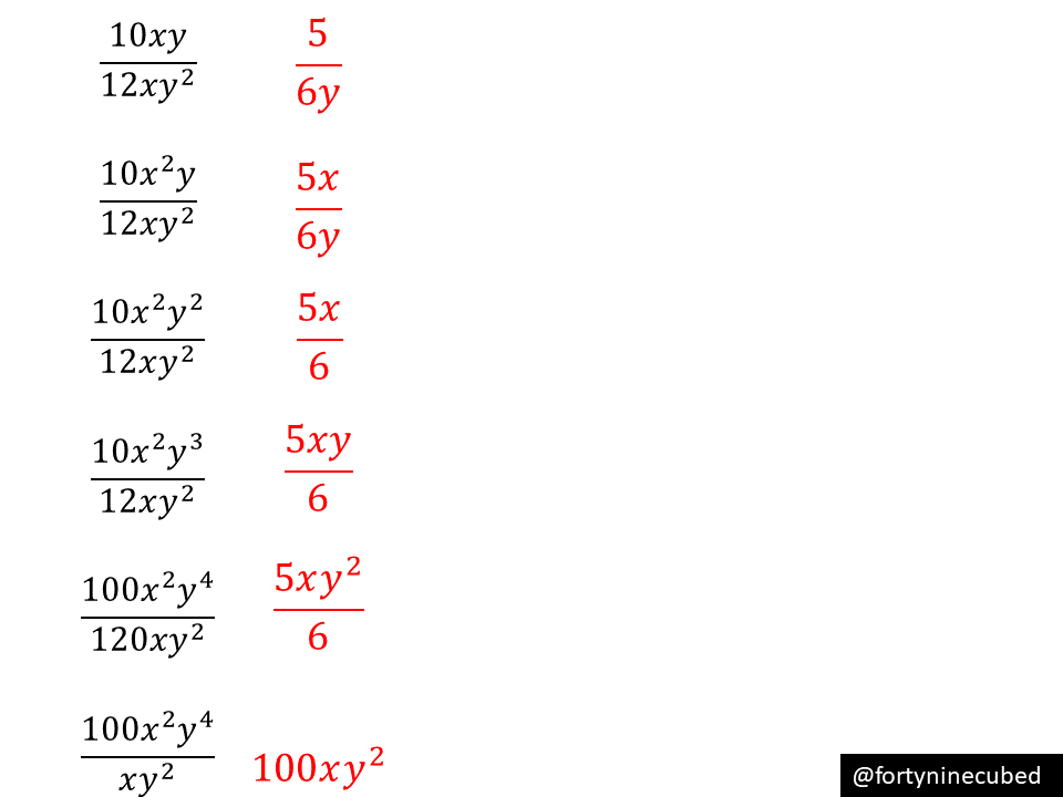 Simplifying Algebraic Fractions (basic) – Variation Theory