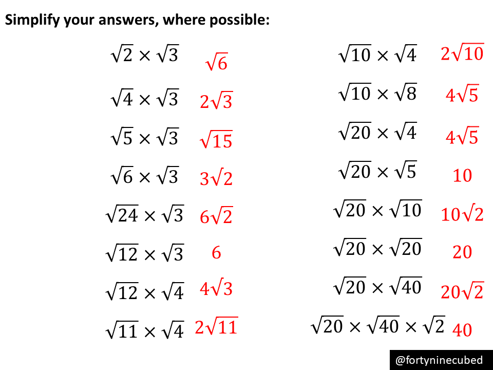 Multiplying And Simplifying Surds – Variation Theory