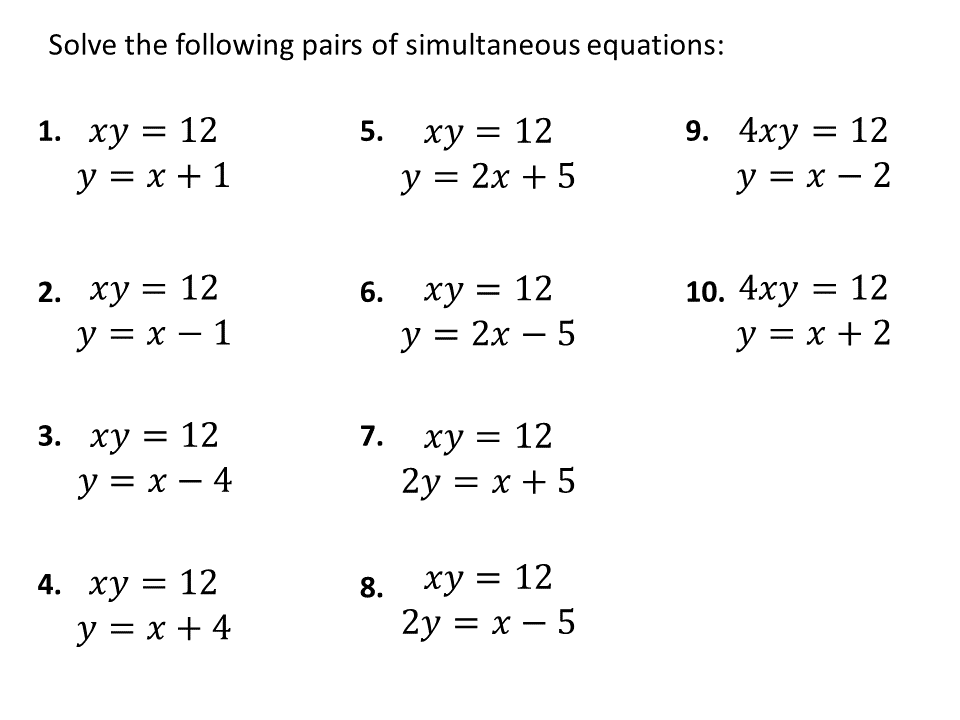 Quadratic Simultaneous Equations Problem Solving - Tessshebaylo