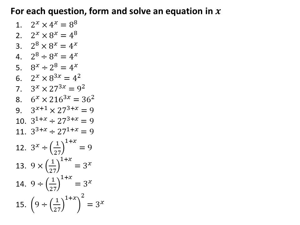 Equations With Indices Tessshebaylo