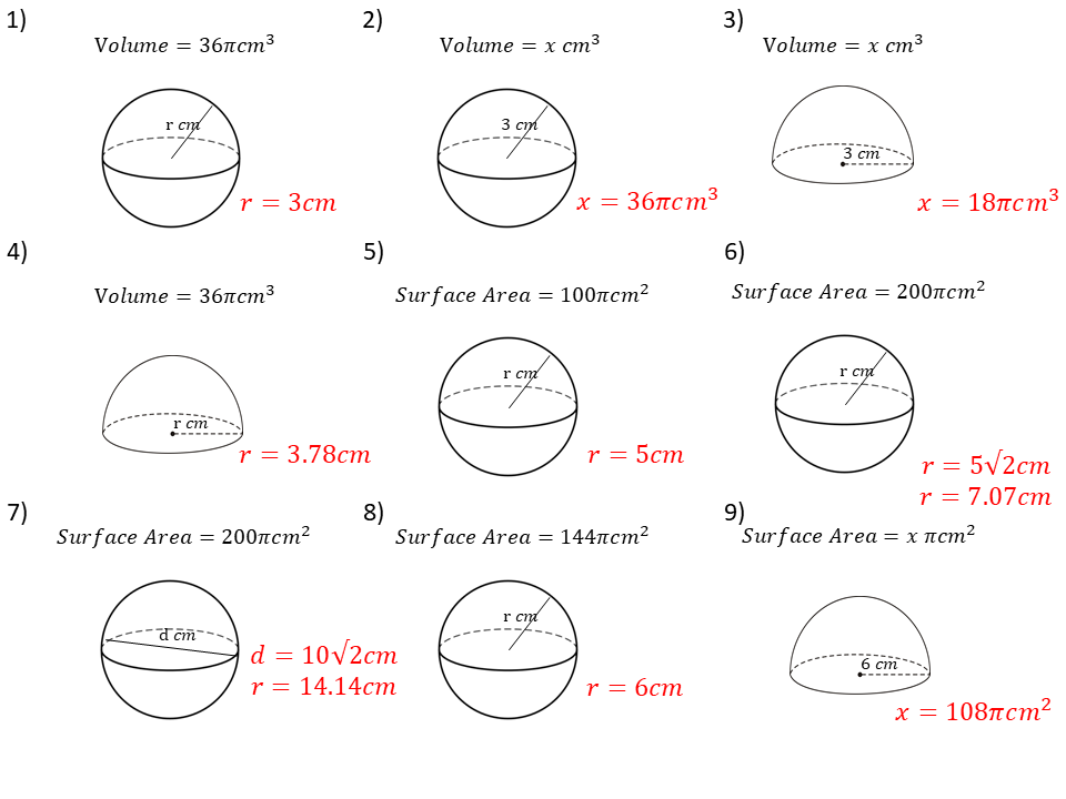 Surface Area Of A Sphere Worksheet