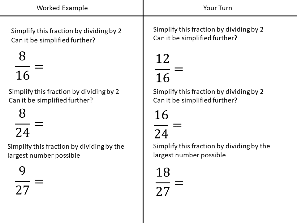 Simplify Fractions Using A Given Number To Divide Variation Theory