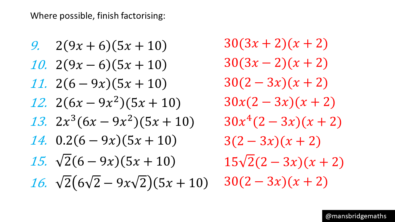 Finish Factorising: Double Brackets – Variation Theory